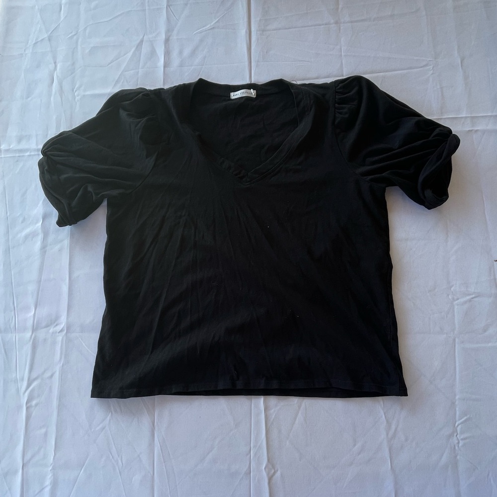 Avec Les Filles Black Short Sleeve Top